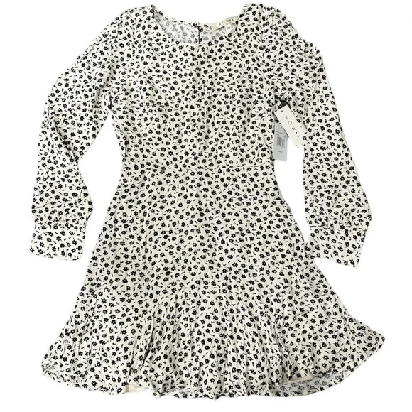 Row A Ivory Fit & Flare Floral Rayon Mini Dress S - Picture 2 of 4